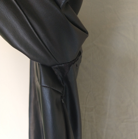 Women's black Zara faux leather draped mini dress - Picture 13 of 15
